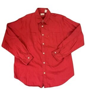 Levi's Jeans Button Down Shirt Men Large Red Long Sleeve‎ Cotton Workwear Pocket